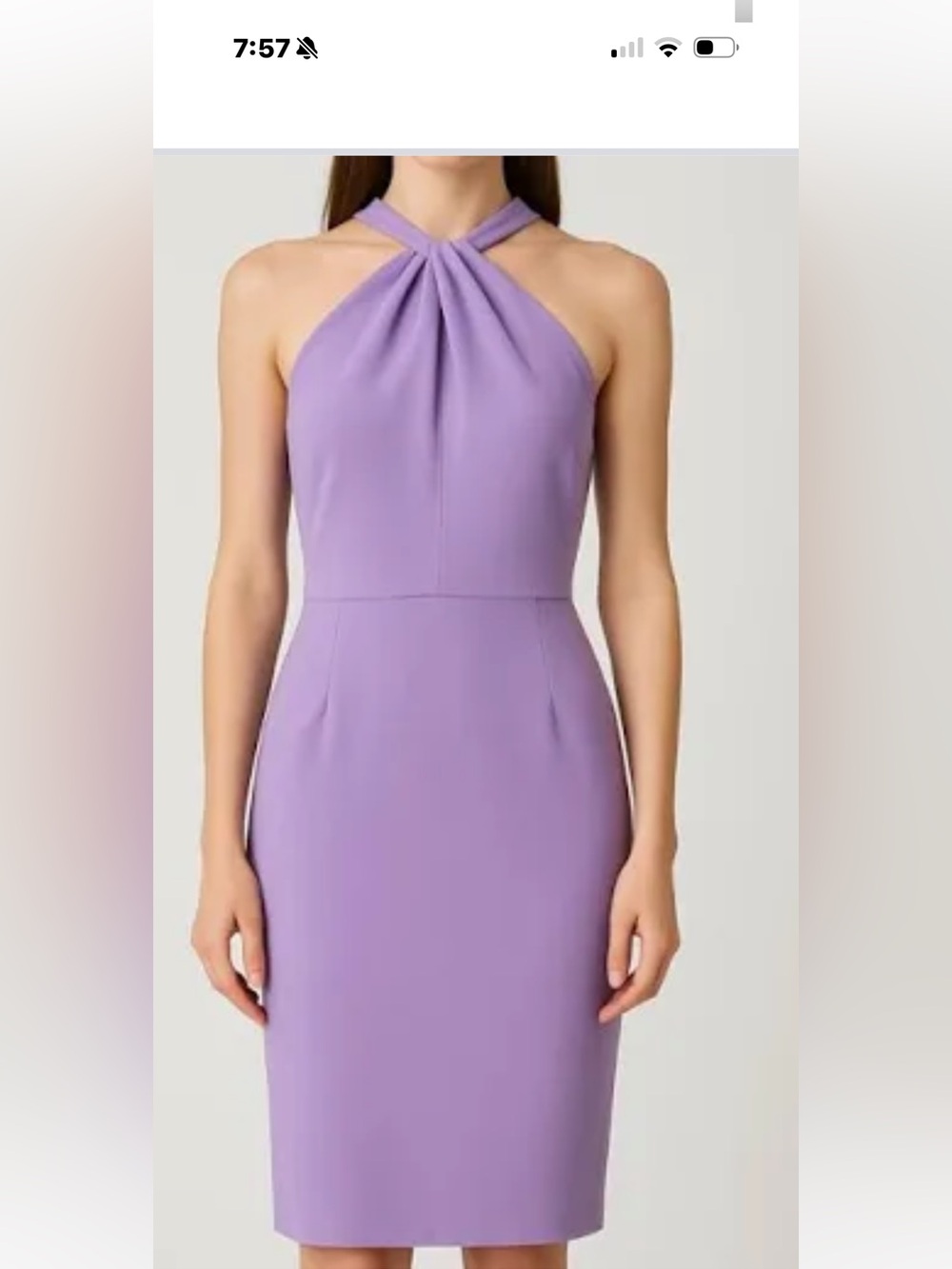 Katherine Kelly~Lilac~Twisted Front~Halter Top Style~Midi~Sheath~Dress~Size S